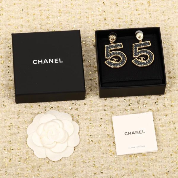 réplica,joyas,joyería,1:1,replica,fake,lujo,barato Pendientes Chanel talla 5 de mezclilla con doble C
