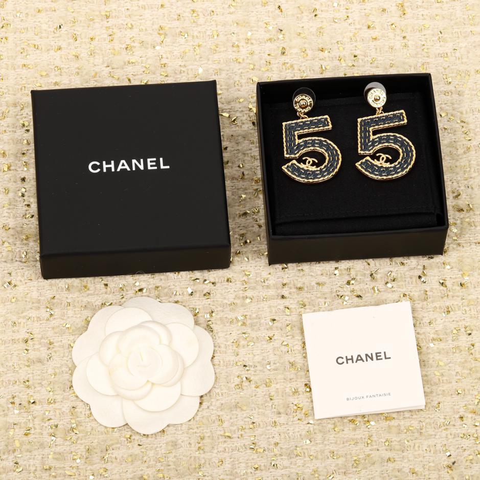 réplica,joyas,joyería,1:1,replica,fake,lujo,barato réplica,joyas,joyería,1:1,replica,fake,lujo,barato Pendientes Chanel talla 5 de mezclilla con doble C