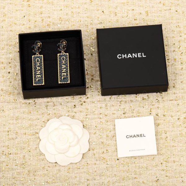réplica,joyas,joyería,1:1,replica,fake,lujo,barato Pendientes cuadrados de mezclilla con doble C de Chanel