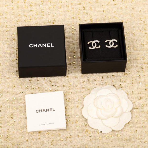 réplica,joyas,joyería,1:1,replica,fake,lujo,barato Pendientes Chanel doble c con medio diamante