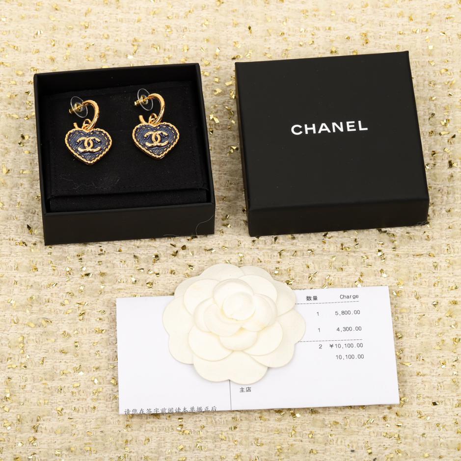 réplica,joyas,joyería,1:1,replica,fake,lujo,barato réplica,joyas,joyería,1:1,replica,fake,lujo,barato Pendientes de amor azul denim Chanel
