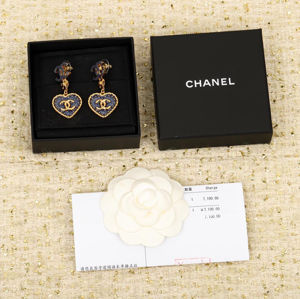 réplica,joyas,joyería,1:1,replica,fake,lujo,barato réplica,joyas,joyería,1:1,replica,fake,lujo,barato Pendientes de amor azul denim Chanel