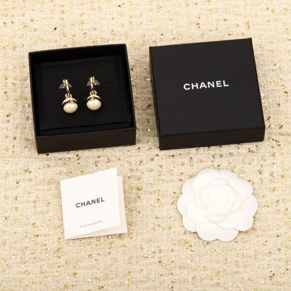 réplica,joyas,joyería,1:1,replica,fake,lujo,barato Pendientes chanel esmaltados con doble c