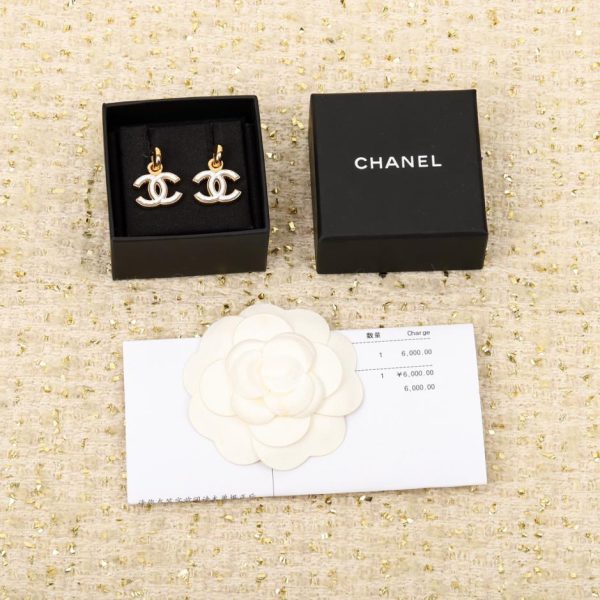 réplica,joyas,joyería,1:1,replica,fake,lujo,barato Pendientes Chanel doble c rojo blanco y negro
