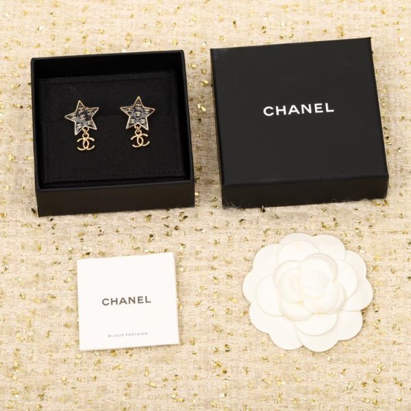 réplica,joyas,joyería,1:1,replica,fake,lujo,barato Pendientes Chanel con estrella de cinco puntas esmaltada