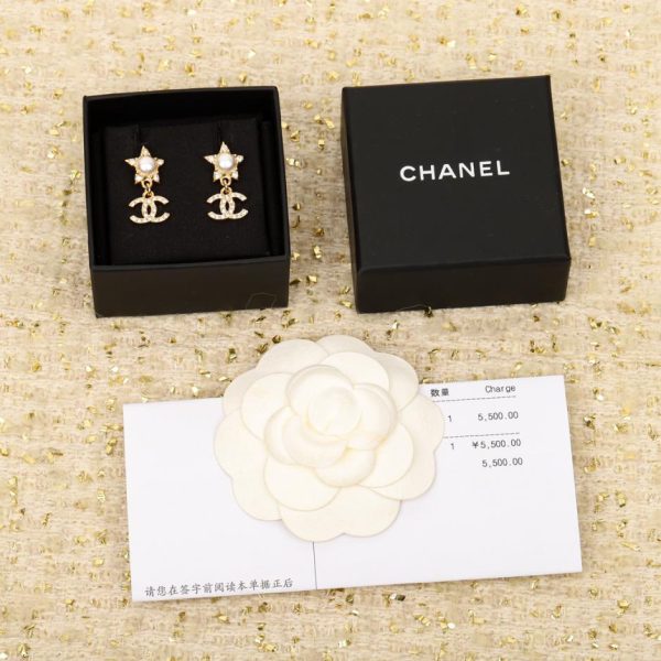 réplica,joyas,joyería,1:1,replica,fake,lujo,barato Pendientes Chanel estrella de cinco puntas doble C