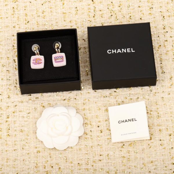 réplica,joyas,joyería,1:1,replica,fake,lujo,barato Pendientes de resina Chanel C doble c