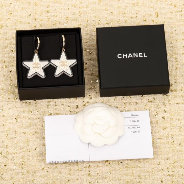 réplica,joyas,joyería,1:1,replica,fake,lujo,barato Pendientes Chanel de resina con estrella de cinco puntas