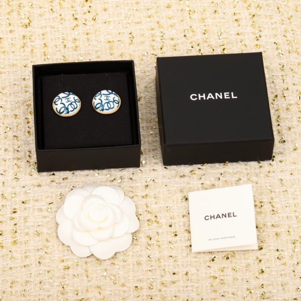 réplica,joyas,joyería,1:1,replica,fake,lujo,barato Pendientes de pastel redondos Chanel celadon c