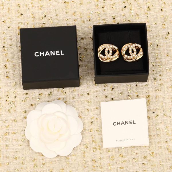 réplica,joyas,joyería,1:1,replica,fake,lujo,barato Pendientes de terrones de azúcar retorcidos huecos de Chanel