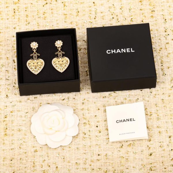 réplica,joyas,joyería,1:1,replica,fake,lujo,barato Pendientes Chanel Diamond Love con diamantes negros y doble C