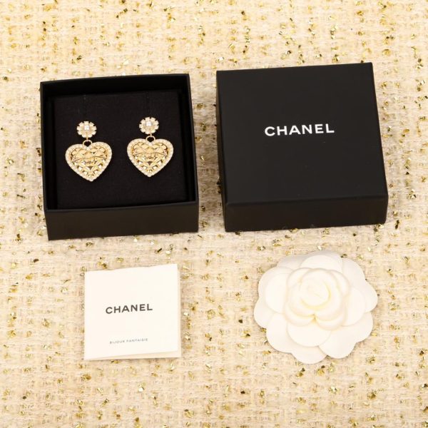 réplica,joyas,joyería,1:1,replica,fake,lujo,barato Pendientes Chanel Love con doble C esmaltada