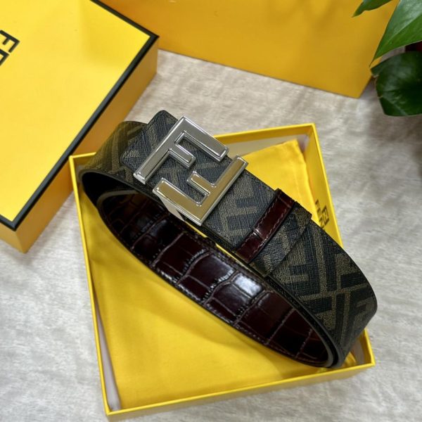 réplica,joyas,joyería,1:1,replica,fake,lujo,barato FENDI Cinturón reversible de doble presilla de 4,0 cm de ancho