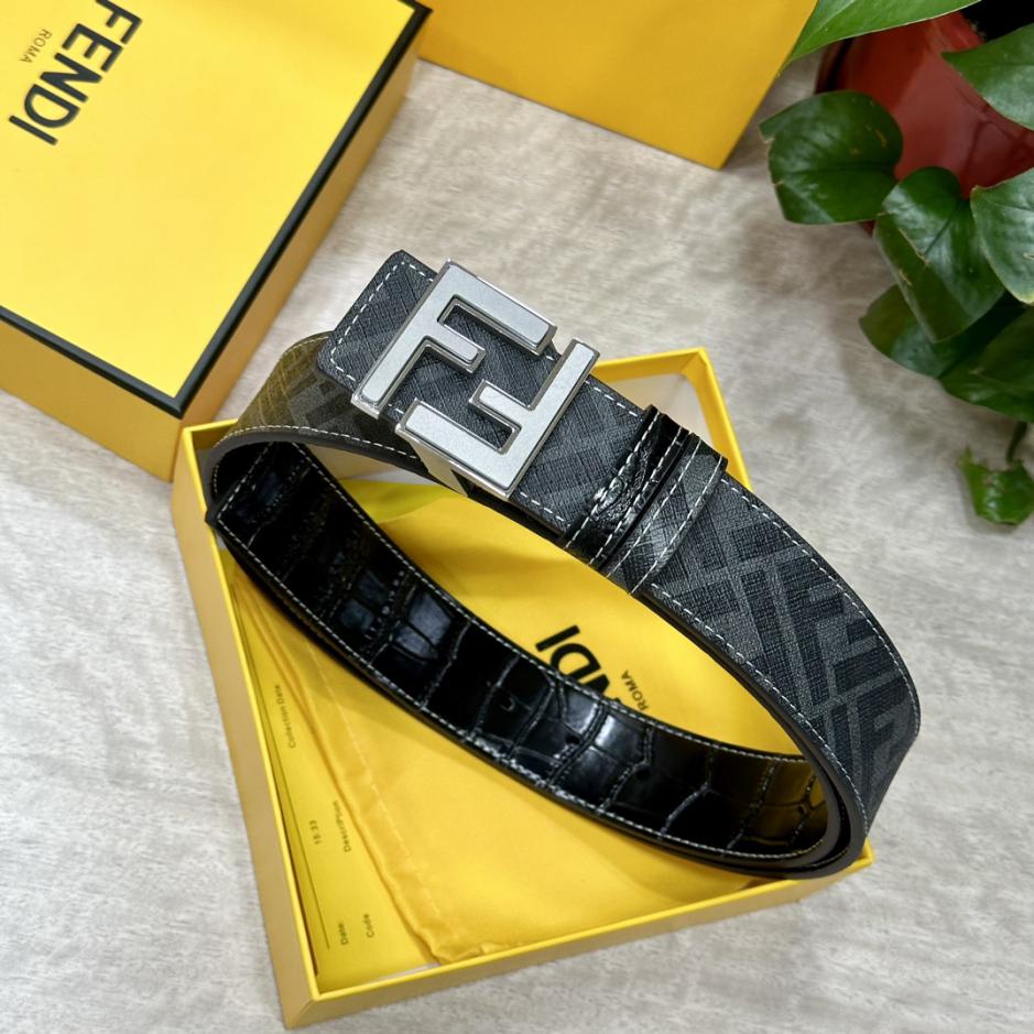 réplica,joyas,joyería,1:1,replica,fake,lujo,barato réplica,joyas,joyería,1:1,replica,fake,lujo,barato FENDI Cinturón reversible de doble presilla de 4,0 cm de ancho