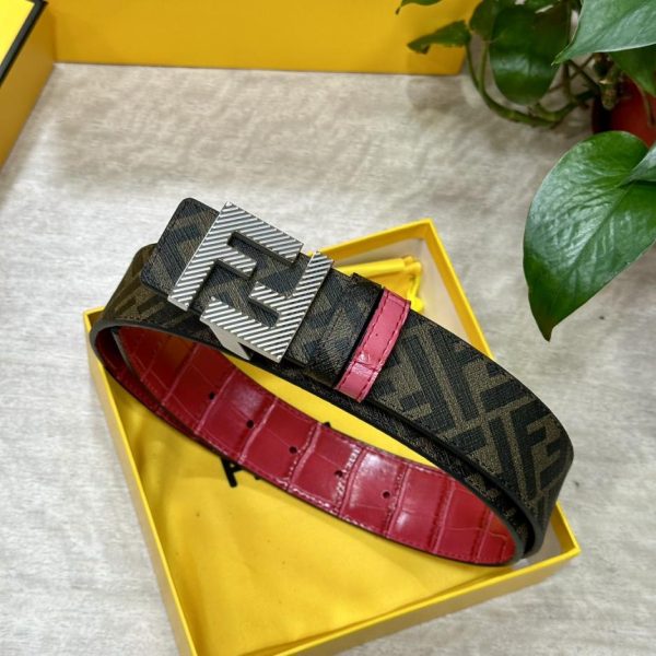 réplica,joyas,joyería,1:1,replica,fake,lujo,barato FENDI Cinturón reversible de doble presilla de 4,0 cm de ancho