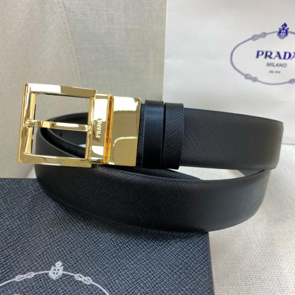 réplica,joyas,joyería,1:1,replica,fake,lujo,barato Cinturón de hombre PRADA de 3,4 cm de ancho.