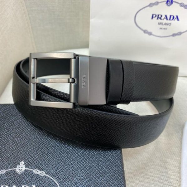réplica,joyas,joyería,1:1,replica,fake,lujo,barato Cinturón de hombre PRADA de 3,4 cm de ancho.