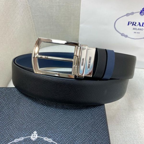 réplica,joyas,joyería,1:1,replica,fake,lujo,barato Cinturón de hombre PRADA de 3,4 cm de ancho.