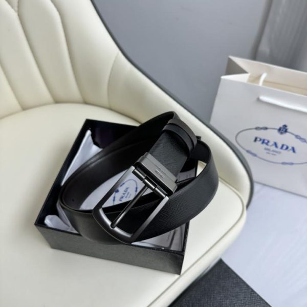 réplica,joyas,joyería,1:1,replica,fake,lujo,barato El nuevo cinturón de cuero de doble cara de PRADA mide 3,5 cm de ancho