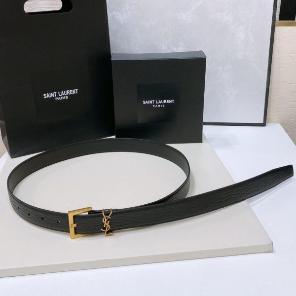 réplica,joyas,joyería,1:1,replica,fake,lujo,barato Cinturón con estampado de corteza YSL