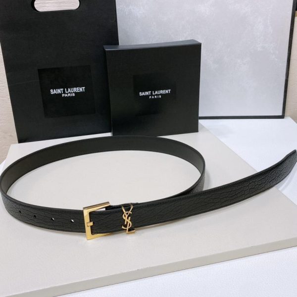 réplica,joyas,joyería,1:1,replica,fake,lujo,barato Cinturón con estampado de corteza YSL
