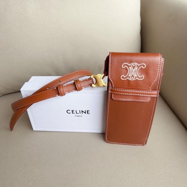 réplica,joyas,joyería,1:1,replica,fake,lujo,barato Bolso para teléfono móvil Celine Arc de Triomphe con correa de piel de becerro