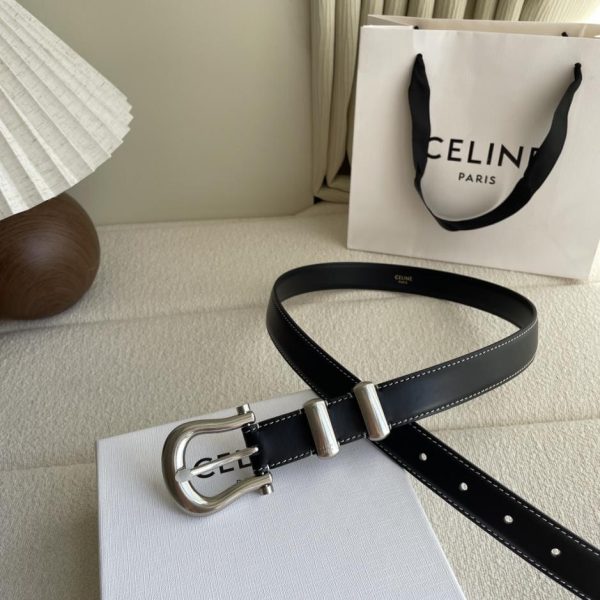 réplica,joyas,joyería,1:1,replica,fake,lujo,barato Cinturón de mujer Celine con hebilla en forma de U, ancho 2,5 cm