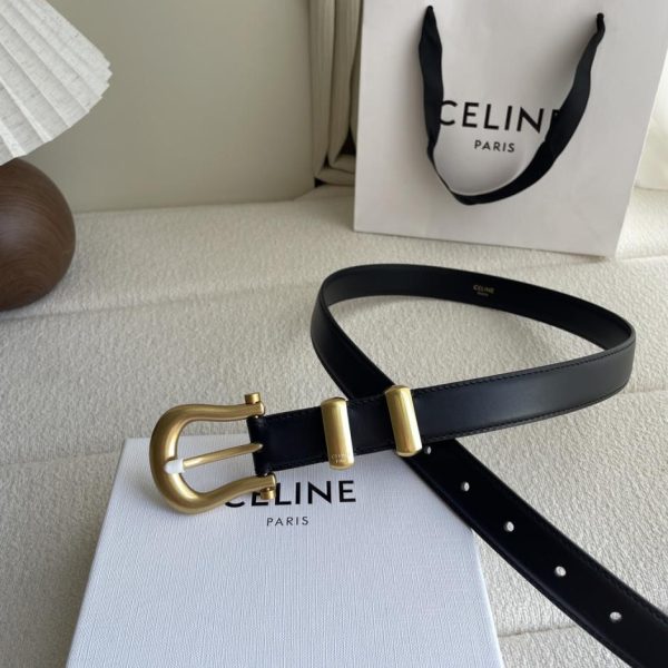 réplica,joyas,joyería,1:1,replica,fake,lujo,barato Cinturón de mujer Celine con hebilla en forma de U, ancho 2,5 cm