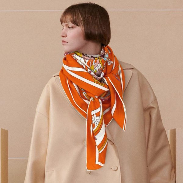 réplica,joyas,joyería,1:1,replica,fake,lujo,barato Pañuelo cuadrado Hermes de cachemira de doble cara del mismo color