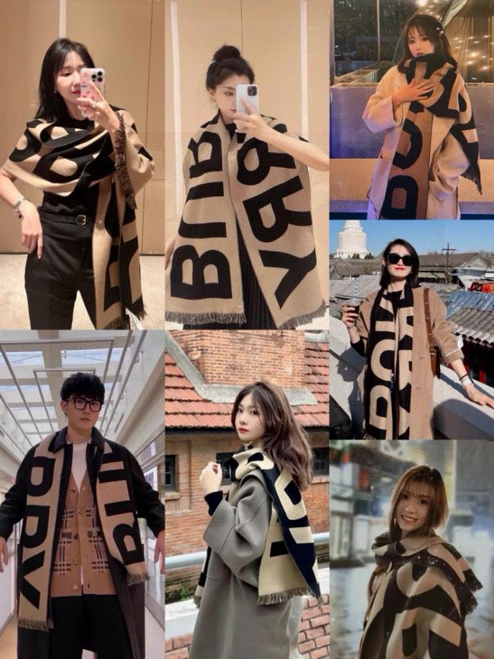 réplica,joyas,joyería,1:1,replica,fake,lujo,barato Bufanda larga de doble cara con letras grandes de Burberry