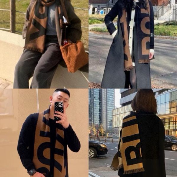 réplica,joyas,joyería,1:1,replica,fake,lujo,barato Bufanda larga de doble cara con letras grandes de Burberry