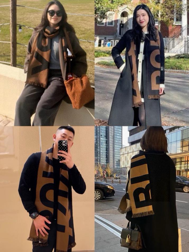 réplica,joyas,joyería,1:1,replica,fake,lujo,barato Bufanda larga de doble cara con letras grandes de Burberry