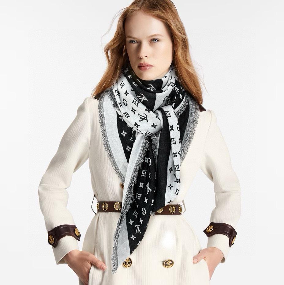 réplica,joyas,joyería,1:1,replica,fake,lujo,barato Louis Vuitton bufanda cuadrada de cachemira con monograma bicolor