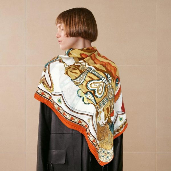 réplica,joyas,joyería,1:1,replica,fake,lujo,barato Pañuelo cuadrado Hermes de cachemira de doble cara del mismo color