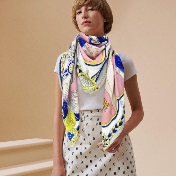 réplica,joyas,joyería,1:1,replica,fake,lujo,barato Pañuelo cuadrado Hermes de cachemira de doble cara del mismo color