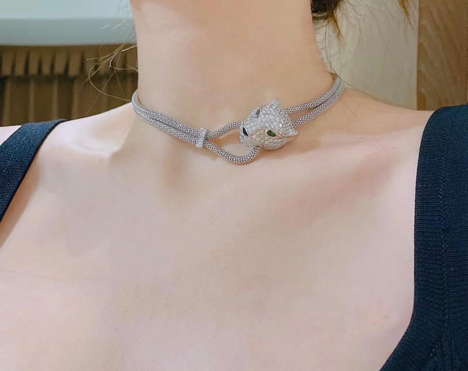 réplica,joyas,joyería,1:1,replica,fake,lujo,barato réplica,joyas,joyería,1:1,replica,fake,lujo,barato Collar Cartier con cabeza de leopardo