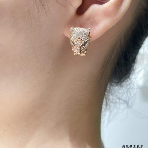réplica,joyas,joyería,1:1,replica,fake,lujo,barato Pendientes Cartier CNC con cabeza de leopardo