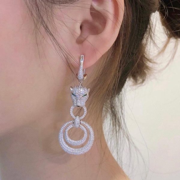 réplica,joyas,joyería,1:1,replica,fake,lujo,barato Pendientes Cartier con diamantes y leopardo
