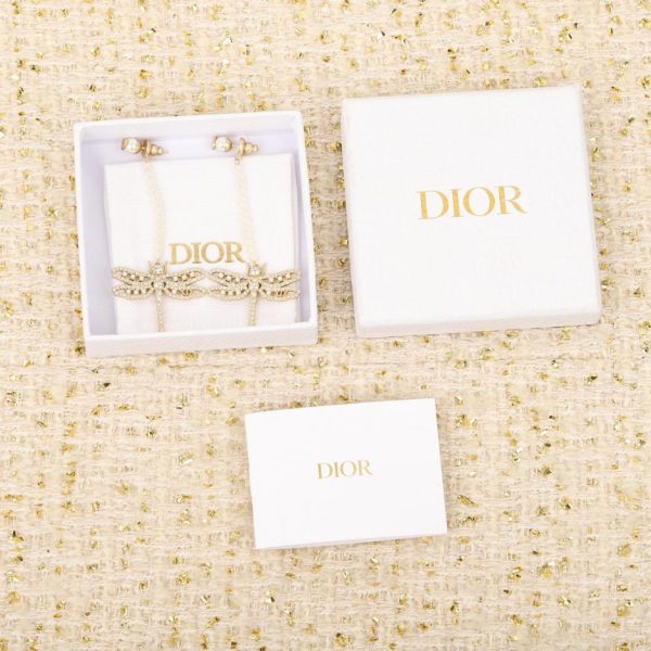 réplica,joyas,joyería,1:1,replica,fake,lujo,barato Pendientes Dior con cuentas dobles y libélula