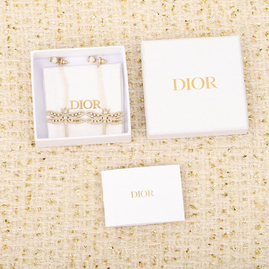 réplica,joyas,joyería,1:1,replica,fake,lujo,barato réplica,joyas,joyería,1:1,replica,fake,lujo,barato Pendientes Dior con cuentas dobles y libélula