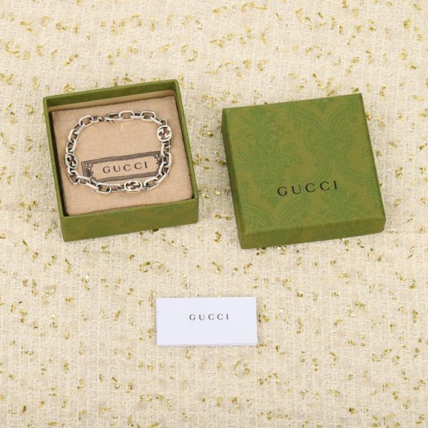 réplica,joyas,joyería,1:1,replica,fake,lujo,barato Pulsera Gucci con Doble G entrelazada de plata