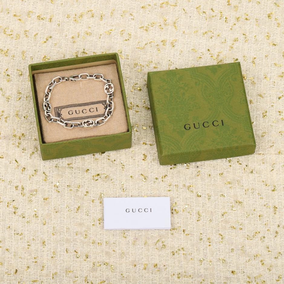 réplica,joyas,joyería,1:1,replica,fake,lujo,barato réplica,joyas,joyería,1:1,replica,fake,lujo,barato Pulsera Gucci con Doble G entrelazada de plata
