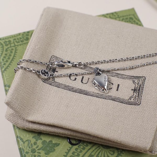 réplica,joyas,joyería,1:1,replica,fake,lujo,barato Pulsera de plata vintage con colgante de amor doble g de Gucci