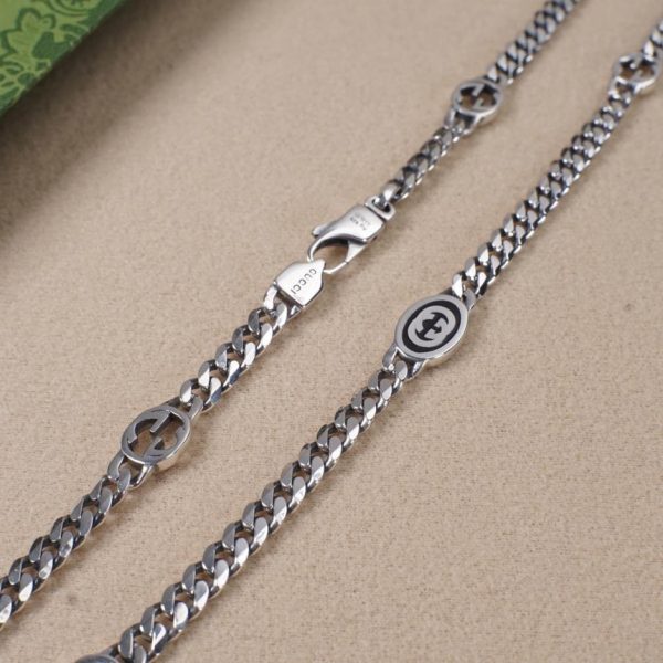 réplica,joyas,joyería,1:1,replica,fake,lujo,barato Collar negro entrelazado con doble g de Gucci