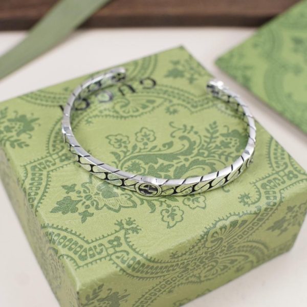 réplica,joyas,joyería,1:1,replica,fake,lujo,barato Pulsera Gucci de plata con doble g entrelazada