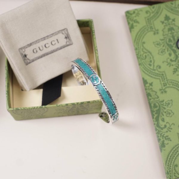 réplica,joyas,joyería,1:1,replica,fake,lujo,barato Pulsera Gucci con doble G entrelazada y esmalte