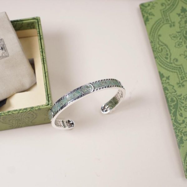 réplica,joyas,joyería,1:1,replica,fake,lujo,barato Pulsera Gucci con doble G entrelazada y esmalte