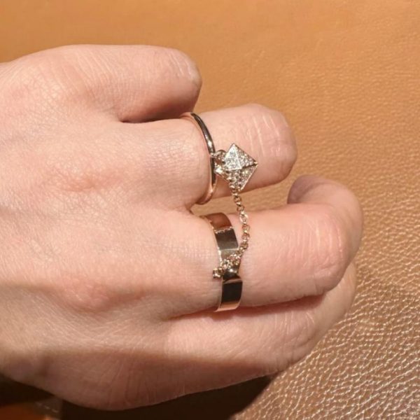 réplica,joyas,joyería,1:1,replica,fake,lujo,barato Anillo de remache dos en uno de oro Hermes V