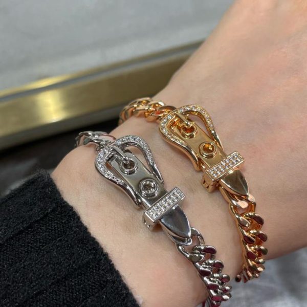 réplica,joyas,joyería,1:1,replica,fake,lujo,barato Pulsera Hermes con cinturón de diamantes pequeños