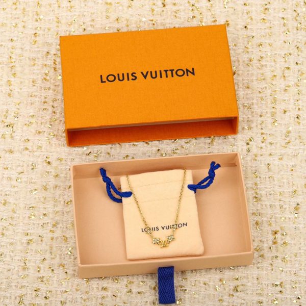 réplica,joyas,joyería,1:1,replica,fake,lujo,barato collar LV con flor pequeña y logo